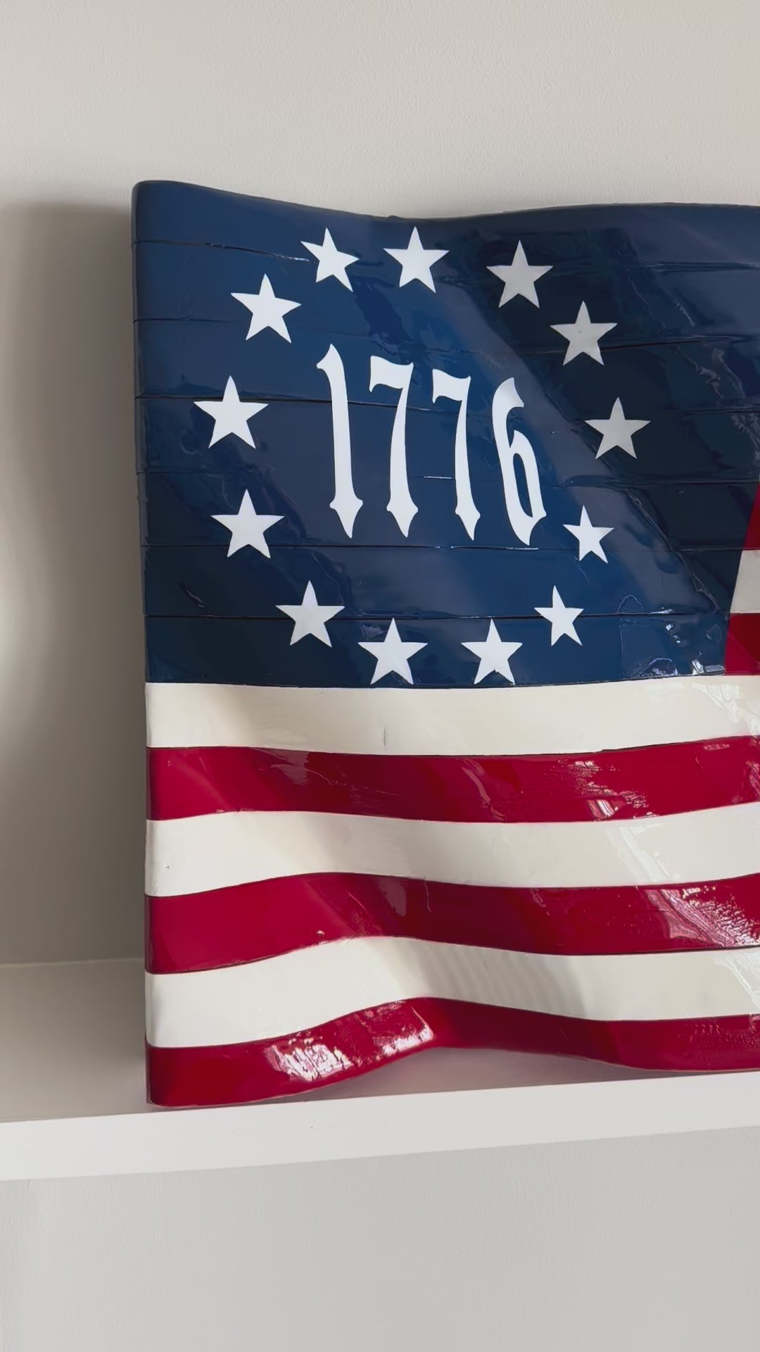 The Founders’ Flag: 1776 & Constitution Burnt Wood Design
