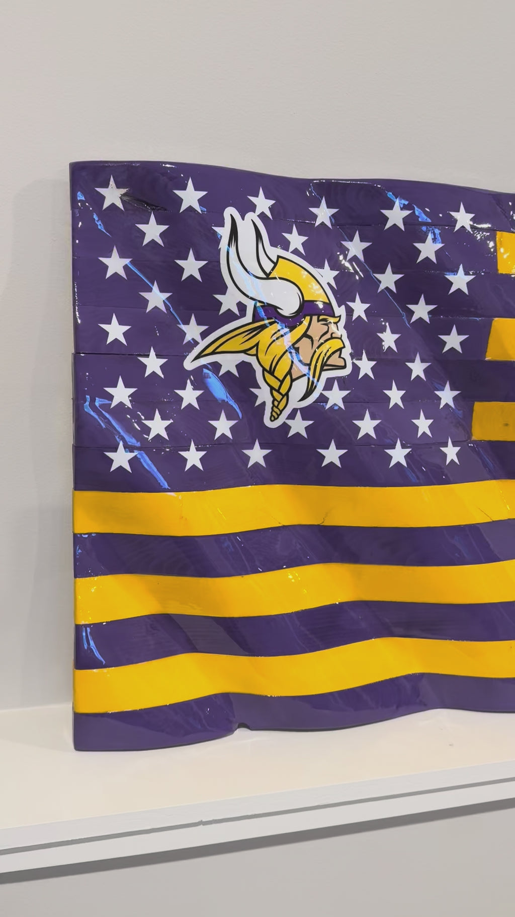 Skol & Stripes – Handcrafted Solid Wood Football Flag 🇺🇸🏈